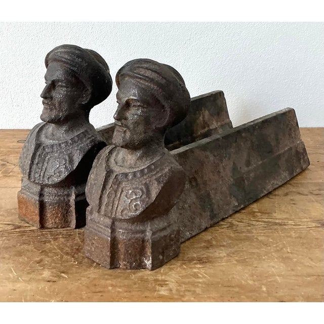 Metal Vintage Regency French Figurative Andirons - Set of 2 For Sale - Image 7 of 9