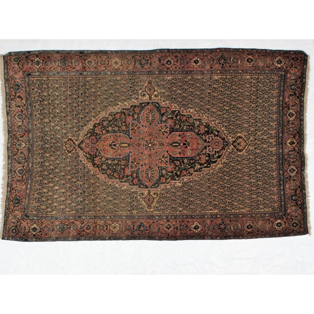 Textile 1920s Antique Persian Ferahan Rug - 4′3″ × 6′8″ For Sale - Image 7 of 7