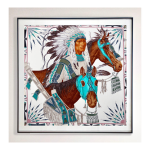 Framed Hermès Silk Scarf "Apparat Des Plaines" by Antoine Tzapoff - Midnight Black Frame