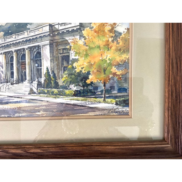 Paper 1980s L Veeder-Watercolor-Us Post Office Birmingham, Alabama For Sale - Image 7 of 7
