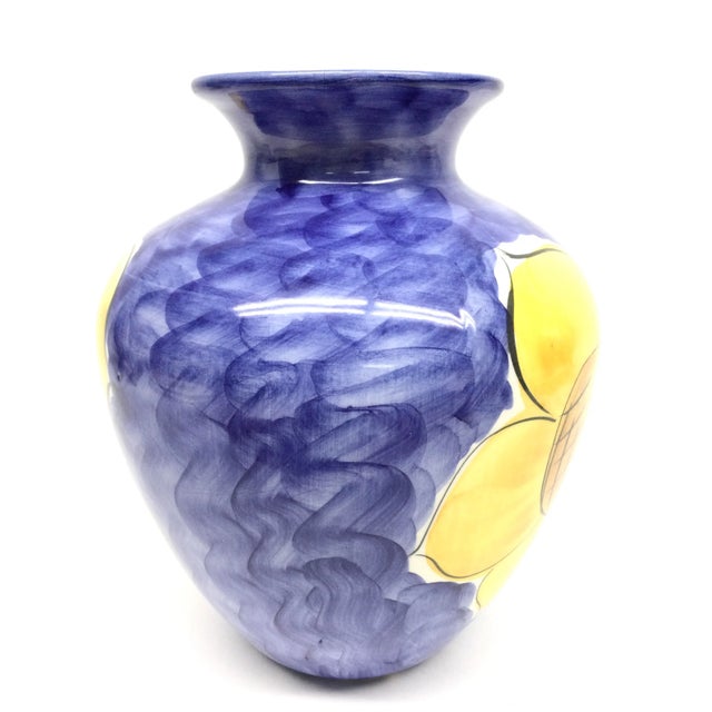 Bright and cheerful large size vase made in Portugal by Loucarte. Stunning large sunflowers adorn all sides. Some minor...