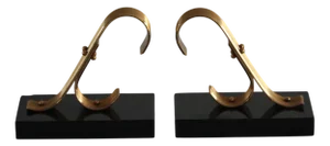 Art Deco Gold Bookends in Black Marble, 1970s, Set of 2
