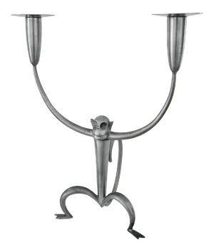 1920s Brushed Nickel Monkey Candelabra by Hagenauer Weiner Werkstatte
