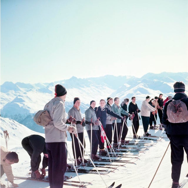 Mountain Top by Toni Frissell Skiers at the top of a run, Klosters, 1951. (Photo by Toni Frissell) 12x12" inches / 30x30cm...