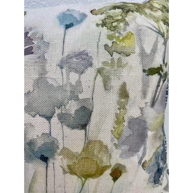 Large Bolster Pillows With a Modern Watercolor-Like Floral Print, Made in U K- a Pair For Sale - Image 12 of 13