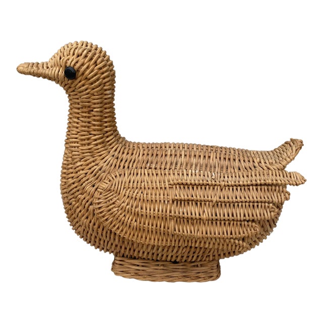 French Mid-Century Wicker Duck For Sale