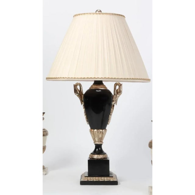 Neoclassical Hendrix Allardyce Empire Silver Giltwood & Black Lacquer Urn Form Table Lamp. For Sale - Image 3 of 3