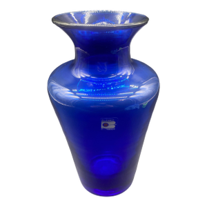 Vintage Blenko Vase 10” Beautiful Blue Handblown Glass
