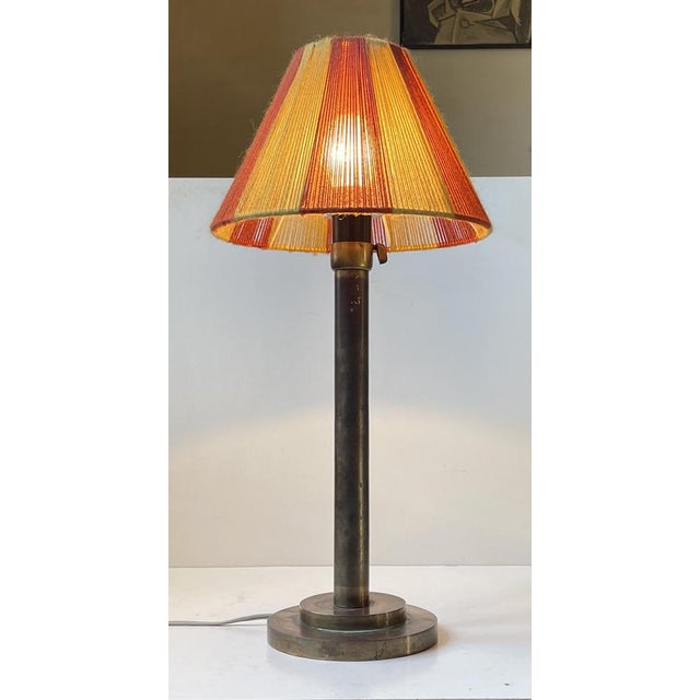 Art Deco Swedish Table Lamp with Wool String Shade, 1940s For Sale - Image 9 of 10
