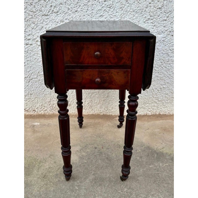 Victorian Victorian Wood Drop-Leaf Side Table with Turned Legs, 19th Century For Sale - Image 3 of 8