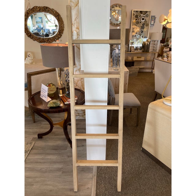 Modern Wood Ladder in Antique Finish For Sale - Image 4 of 5