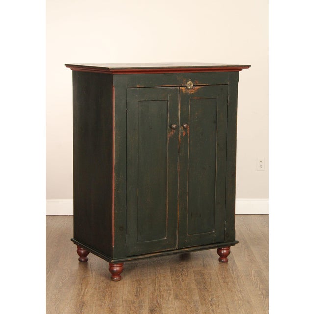 High Quality Distress Painted Storage Cupboard or Media Cabinet with Pair of Doors Opening to Adjustable Shelves