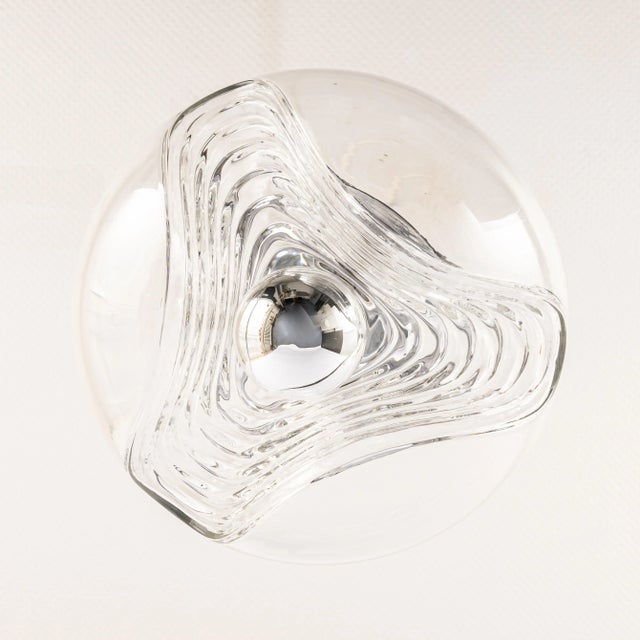1970s Large Clear Glass Pendant Light by Peill & Putzler, Germany, 1970s For Sale - Image 5 of 14