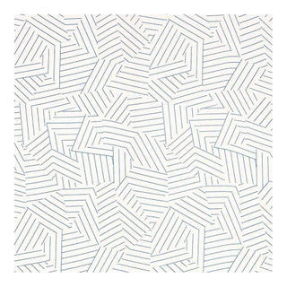 Sample, Schumacher Deconstructed Stripe Fabric in Cobalt For Sale