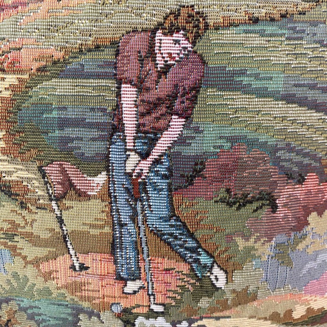 Vintage American Made Golf Tapestry Throw Pillows- Set of 2 For Sale In Raleigh - Image 6 of 6