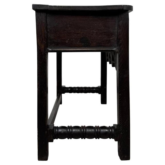 Antique Gothic Style Side Table in Carved Oak, 1800s For Sale - Image 6 of 12
