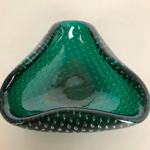 Green Murano Glass Bullicante Ashtray, Italy, 1970s For Sale - Image 11 of 15