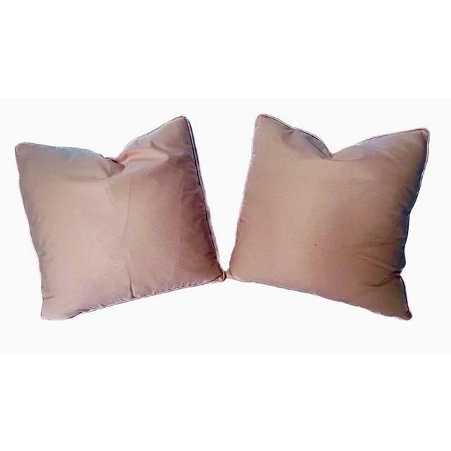 Pop Art Vintage Peach/Green Silk Geometric Pillows, Pr For Sale - Image 3 of 9