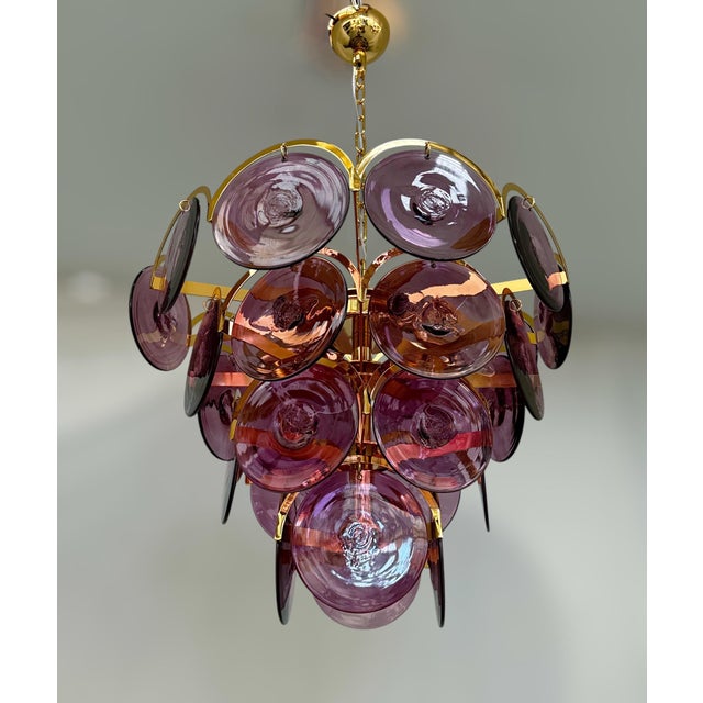 21st Century Italian Tiered Murano Disco Chandelier by Fabio LTD For Sale - Image 6 of 13