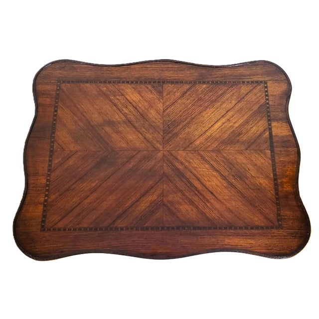 Antique French Louis XV Satinwood Inlaid Two Tier Side Table Stand For Sale - Image 9 of 12
