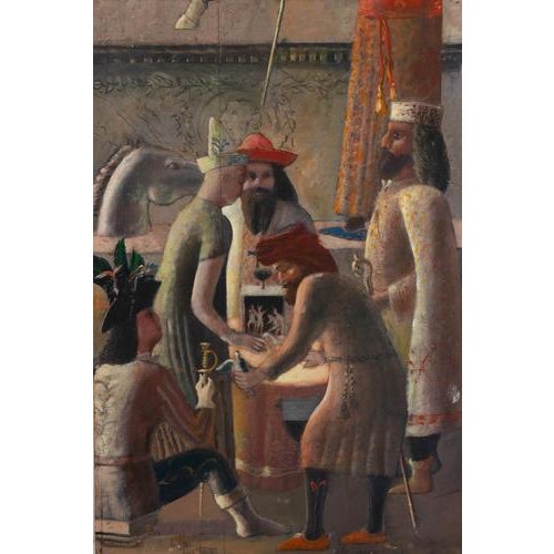 Oil on wooden panel, hand signed. A highly imaginative allegorical composition by the Florentine painter Alberto Madiai,...