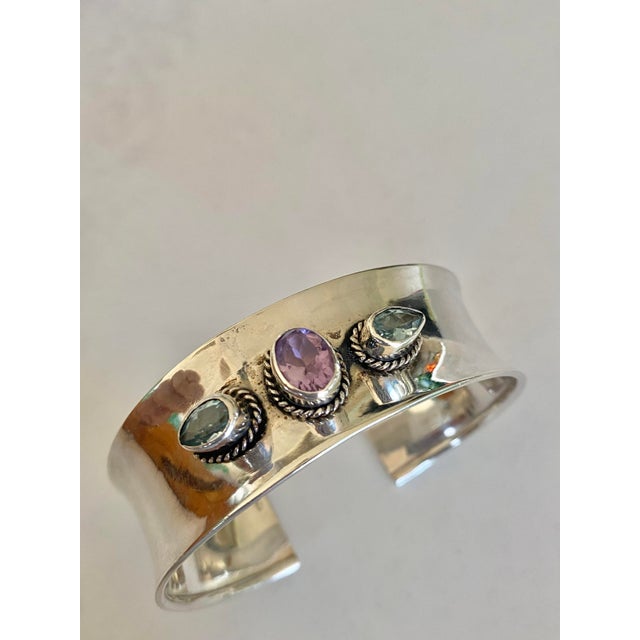 Sterling Silver Bracelet With Amethyst and Topaz For Sale - Image 16 of 17