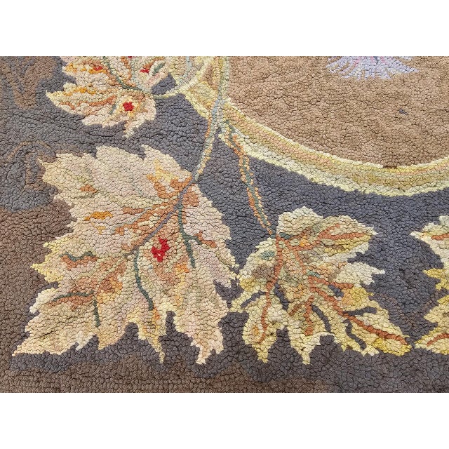 Vintage Hand-Hooked Rug, Floral Pattern, Wool & Cotton, American Folk Art, 3x4 For Sale - Image 16 of 16