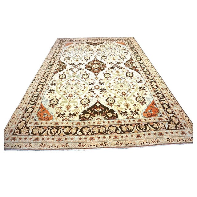 Persian Farahan Wool 10X14 Ivory, Black, Brown & Blue Handmade Area Rug #1141190 For Sale - Image 4 of 8
