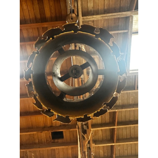 Metal Mid-Century Modern Brass Pendant Italy 1950s For Sale - Image 7 of 8