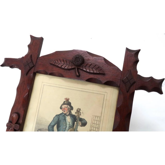 Wood Antique American Victorian Folk Art Hand Carved Mahogany Picture Frame For Sale - Image 7 of 13