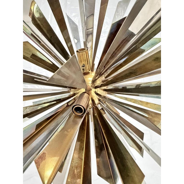 Brass & Nickel "Sunburst" Chandelier by Remains Lighting of New York For Sale - Image 16 of 18