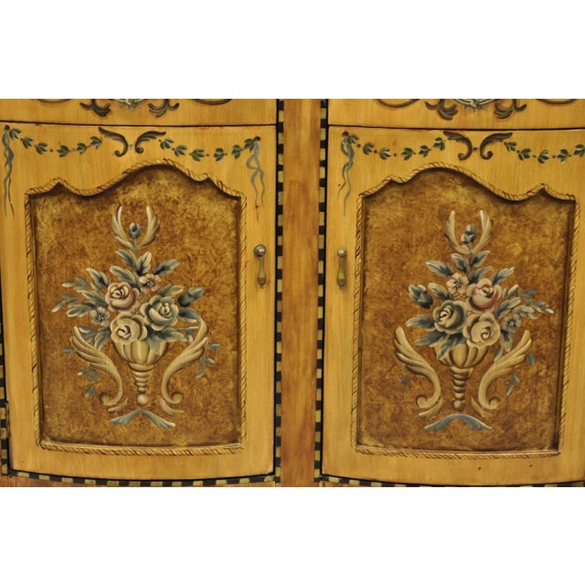 Contemporary French Country Style Marble Top Painted Server Console Cabinet For Sale - Image 11 of 15