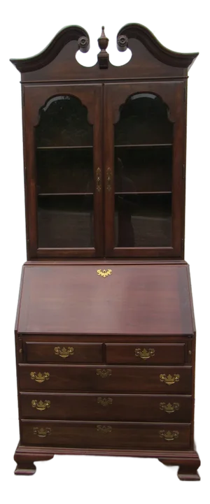 1980s Ethan Allen Cherry Georgian Court Secretary Bookcase Desk