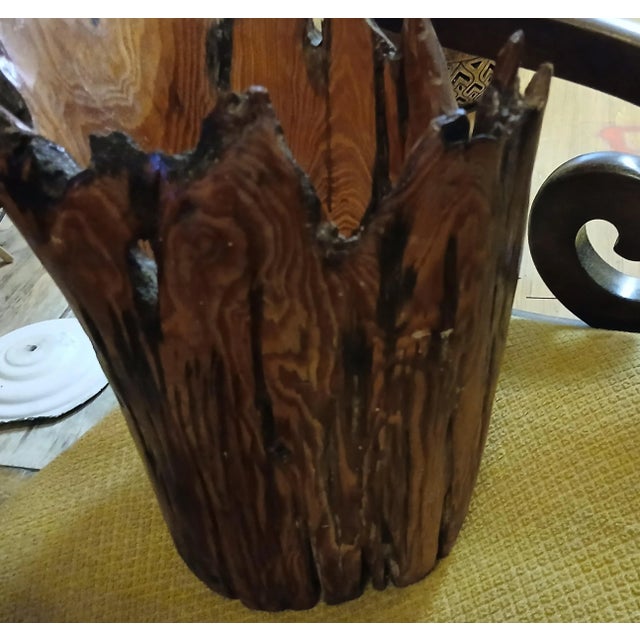 Rustic Cypress Wood Handmade Freeform Bowl For Sale - Image 3 of 7