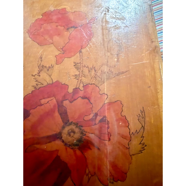 Wood 1903 French Art Nouveau Pyrography and Hand-Painted Wood Panel by Abel Trinocq, Signed and Dated. For Sale - Image 7 of 10