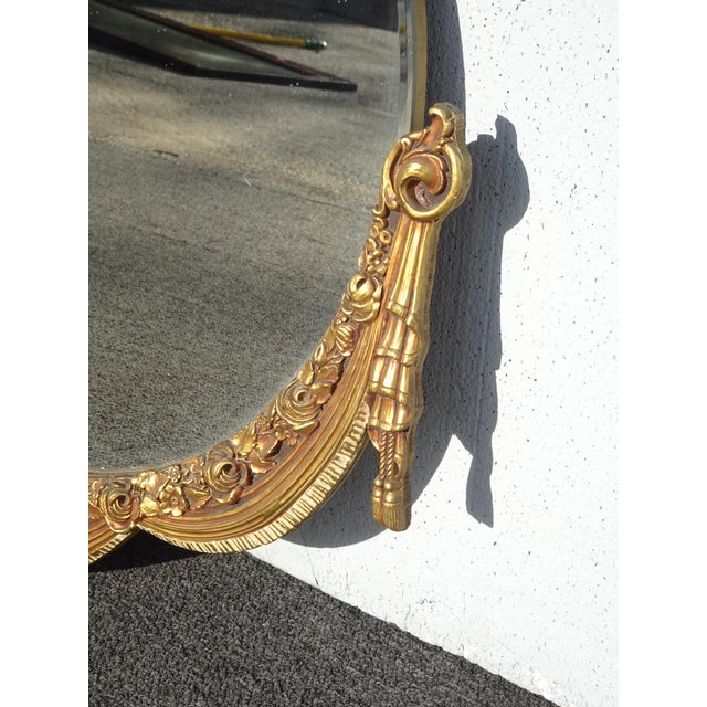 Vintage French Provincial Round Gold Ornate Wall Mantle Mirror For Sale - Image 14 of 15