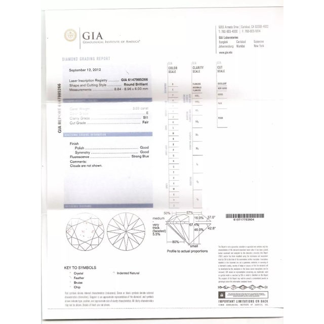 Metal Diamond Solitaire Pendant GIA Gold Necklace 3.03ct E SI1 18k Yellow Spiga Chain For Sale - Image 7 of 10