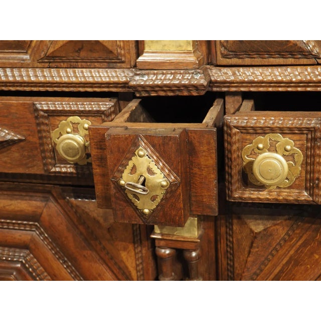 Rare 17th Century Oak and Brass 4-Door Buffet From Saint-Malo, France, C. 1690 For Sale - Image 4 of 13
