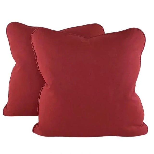 P Kaufmann Waverly Ruby Red Solid Cotton Pillow Covers - a Pair For Sale In Jacksonville, FL - Image 6 of 6