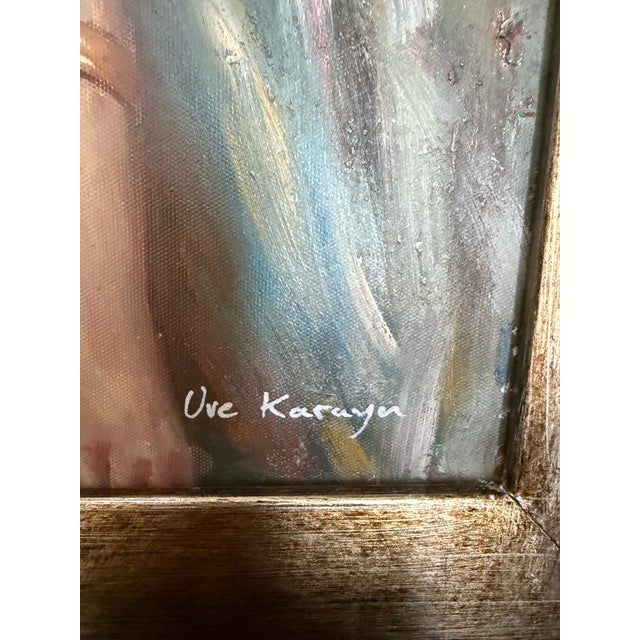 Impressionist Late 20th Century Uve Karayn Original Signed Oil Painting – Female Portrait – Framed 16x20 For Sale - Image 3 of 5