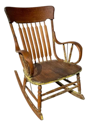 Antique Late 19th Century Wooden Windsor Comb Back Rocking Chair