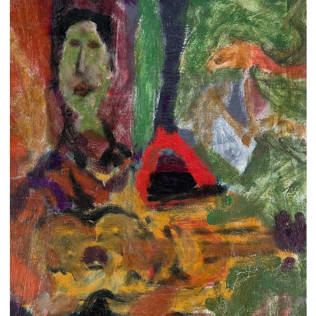 Wonderful abstract expressionist painting of guitarist painted by Norman Rubington (American, 1921 - 1991) while in Rome,...