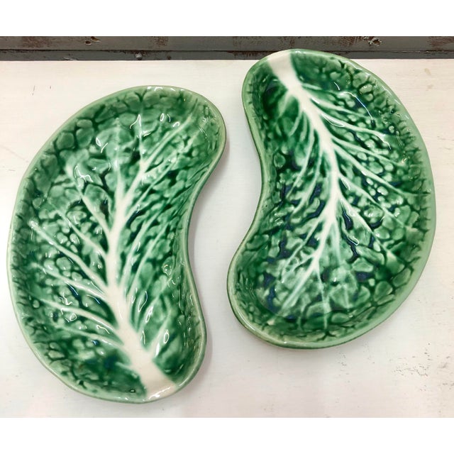 Majolica Lettuce Side Plates , Pair Chairish