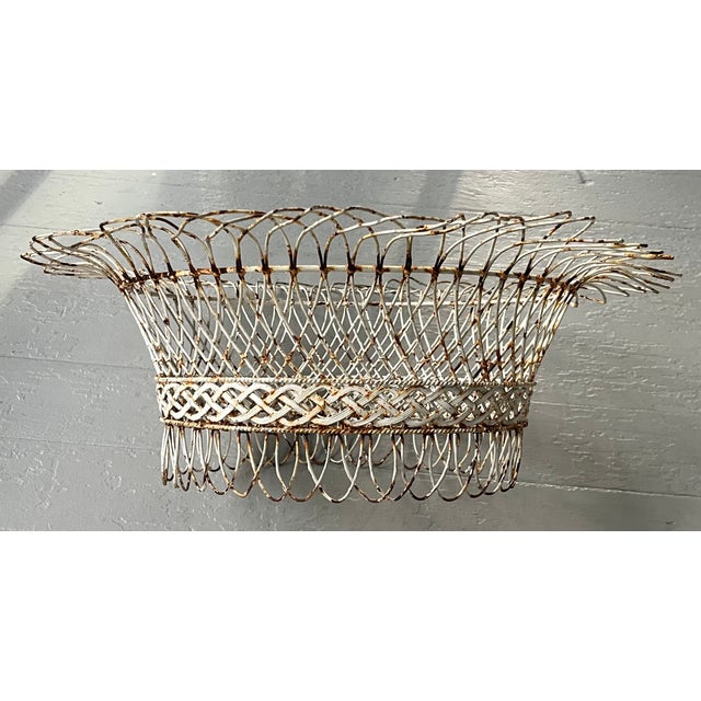 Antique 19th Century French Victorian Oval Wire Garden Basket or Planter For Sale - Image 9 of 12