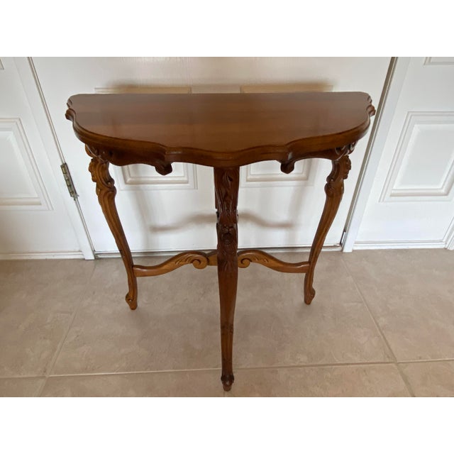 Vintage Wood Carved Half Moon Table Chairish