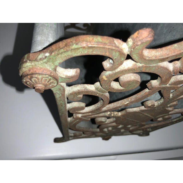 Metal 1970s Handcrafted French Style Cast Iron & Galvanized Steel Magazine Rack/ Towel Holder For Sale - Image 7 of 13