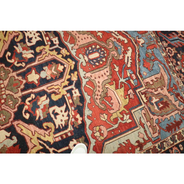 Antique Zabihi Collection Masculine Persian Heriz Rug - 8'8" x 12'2" For Sale - Image 4 of 12