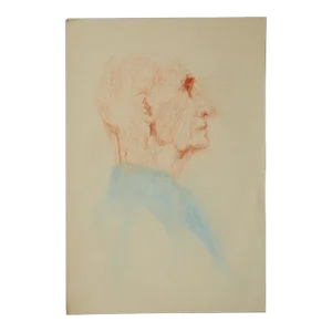 Unknown Artist Figurative Pastel Drawing Profile of Male on Paper