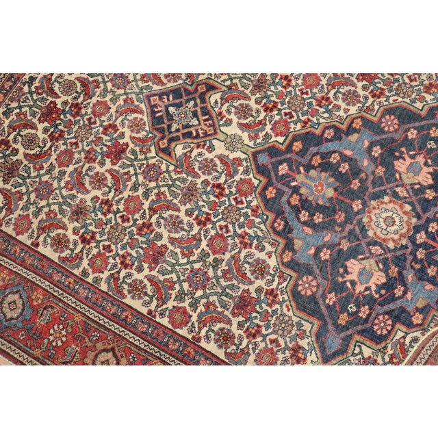 Textile Early 20th Century Ivory Field Persian Bidjar Rug - 4'7" x 7'7" For Sale - Image 7 of 12
