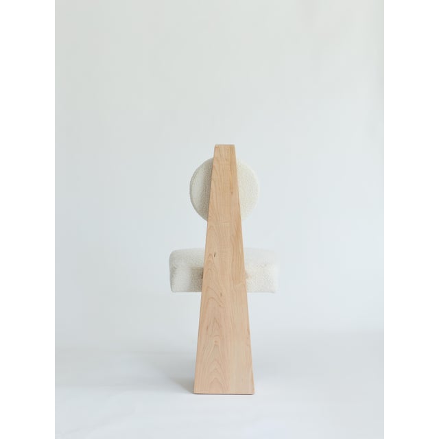 Made to order boucle and wood chair designed by Christian Siriano. Natural Maple Wood Base Fabric for seat/back cushion:...